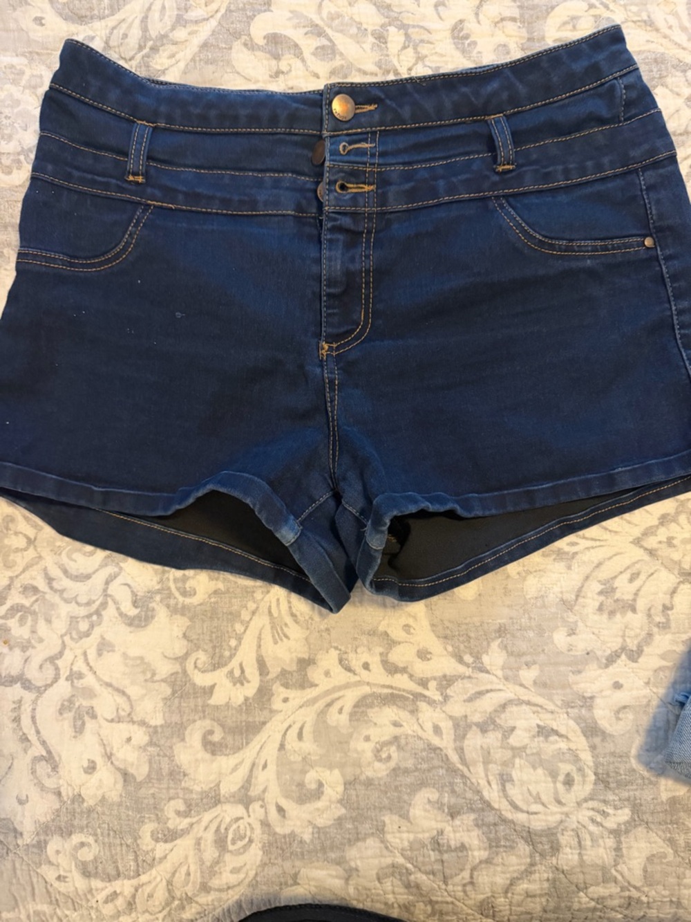 refuge Dark Blue High-Rise Denim Shorts